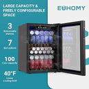 EUHOMY 100 Can Beverage Refrigerator cooler-Mini Fridge Glass Door for Beer Drinks Wines, Freestanding Beverage Fridge with Adjustable Shelves Blue LED for Home/Office/Dorm/Bar, 2.7 cu.ft by CozyNest Decor