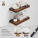 Heimlove 12" Deep Floating Shelves for Wall, 24 Inch Wall Shelf Bathroom Shelves Set of 2, Wall Mounted Shelves for Books Living Room Laundry Room Bedroom Kitchen Home Office, Rustic Brown by CozyNest Decor