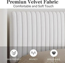 Twin Bed Frame, Velvet Upholstered Platform Bed with Vertical Channel Tufted Headboard and Footboard, No Box Spring Required, Easy Assembly, White by CozyNest Decor