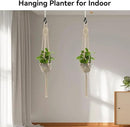 USLAI Macrame Plant Hanger Indoor Outdoor, Up to 4-15 inch Pot, Heavy 20lb Planters, Extra Long Strong Hanging Planter Basket, Boho Home Decor, 41 Inch, Ivory, Set of 2 (POTS NOT Included) by GreenHaven Gardens