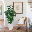Fiddle Leaf Fig Tree, 5ft Tall Fake Silk Tree in White Planter, Faux Floor Plants with 108 Fiddle Leaves, Artificial Plants for Home Office Decor Indoor by CozyNest Decor