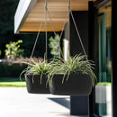 La Jolie Maison Large Hanging Planters - 12 Inch Outdoor Flower Pots, Hanging Garden Planters Set of 2, Black Charcoal by GreenHaven Gardens