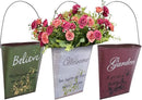 GDYOOSHOW 3Pcs 7.4" Tall Galvanized Metal Hanging Planter Rustic Wall Flower Bucket Echelon Wall Pot for Garden Balcony Indoor or Outdoor by CozyNest Decor