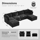 134.6" Oversized Modular Sectional Sofa, 6 Seater U Shaped Couch with Storage Ottoman with Reversible Chaise Deep Seat for Living Room, Apartment - Chenille Black by CozyNest Decor