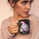 Cute Gnome And Gifts Design Mug, Customized Christmas Gnome Black Cup 11oz 15oz, Gnome Lover Coffee Mug With Custom Name, Gift For Children, Personalized Xmas Gnome Ceramic Cup by CozyNest Decor