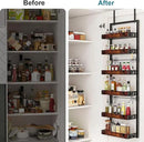 bukfen Over the Door Pantry Organizer, 6-Tier Adjustable Wooden Basket Kitchen Pantry Door Organization and Storage, Heavy-Duty Metal Hanging Kitchen Spice Rack,D6.3 x W17.71 x H50.60 inch,1 Pack by CozyNest Decor