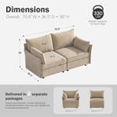 Oversized Loveseat Sofa, Modern Modular Sectional Couch Beige Fluffy Chenille Mid Century 2-Seat 24.5" Deep Seat for Apartment, Living Room, Bedroom by CozyNest Decor