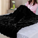 Faux Fur Black Thick Soft Throw Blanket 60X80 for Bed Couch Gift Office Chair Bunny Faux Rabbit Fur Blanket Decorative Warm Throw Blanket 860 GSM by CozyNest Decor