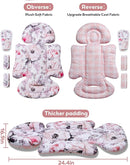 Infant Car Seat Insert, Enlarged Head Support for Baby Carseat, Reversible Newborn Insert with 3 Strap Covers, 2-in-1 Baby Car Seat Cushion for Stroller, Swing, Bouncer, Rocker - Pink Floral by TinyTreasures Baby Boutique