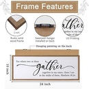 For Where Two Or Three Gather Sign Dining Room kitchen Wall Decor Bible Verse Scripture Matthew 18:20 Wooden Frame 32X12 Inch for Christian Family Hanging Art (Wood) by CozyNest Decor