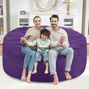 5FT Bean Bag Chair, Large Bean Bag Chairs with Memory Foam Filled, Fluffy Beanbag Sofa with Dutch Velvet Cover, Round BeanBag Chairs for Living Room, Playroom - Purple by TinyTreasures Baby Boutique