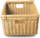 The Basket Lady Pole Handle Wicker Storage Basket, Medium, 16 in L x 12 in W x 8.25 in H, Sandstone by GreenHaven Gardens