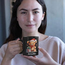 Custom Name Xmas Teddy Bear Cup, Personalized Christmas Teddy Bear Mug, Black Mug With Santa Hat Design - 11oz & 15oz, Gift For Men & Women by CozyNest Decor