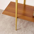 Extra Large Glass Console Table for Living Room, Foyer & Entrance, L47 x W16 x H31, Mid-Century Modern Sofa Table with Amber Glass Top, Walnut Finish Wood Top and Gold Finish Metal Frame by CozyNest Decor