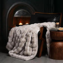 EVERGRACE Ultra Soft Luxury Fluffy Ridgeline Faux Rabbit Fur Throw Blanket, Thick Warm Bubble Throw for Bed, Cozy Plush Reversible Blankets for Couch, Chair, Sofa, Taupe, 50x60 Inches, 870 GSM by CozyNest Decor