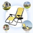 Nazhura Set of 2 Relaxing Recliners Patio Chairs Adjustable Steel Mesh Zero Gravity Lounge Chair Beach Chairs with Pillow and Cup Holder (Yellow Stripe) by CozyNest Decor