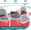 EUHOMY Countertop Ice Maker Machine with Handle, 26lbs Per Day, 9 Ice Cubes Ready in 6 Mins, Auto-Cleaning Portable Ice Maker with Basket and Scoop, for Home/Kitchen/Camping/RV (Red) by CozyNest Decor