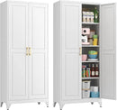 75" Kitchen Pantry Cabinet, White Metal Storage Cabinets with 2 Doors and 4 Adjustable Shelves, Tall Pantry Storage Cabinet for Kitchen, Dining Room, Living Room by CozyNest Decor
