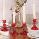 12PCS Red Candlestick Holders Set- 4" H Taper Candle Holders, Glass Candle Holders Bulk for Activities, Party, Home Table Centerpieces, Festival Gifts & Windowsill Decor by CozyNest Decor