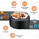 Soup Thermo for Hot Food Kids 13.5oz Lunch Containers with Buckle Lid Wide Mouth Hot Food Jar Vacuum Insulated Stainless Steel Bento Box Leakproof with Spoon(Black) by TinyTreasures Baby Boutique