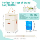 PIIOSER Baby Bottle Tote Bag with Ice Pack, Fits 4 Baby Bottles Up to 9 Ounce, Small Insulated Breastmilk Cooler Travel Bag with Shoulder Strap for Nursing & Working Mom Daycare (Cream-S) by TinyTreasures Baby Boutique