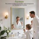 FARMER 26x38 Inch Gold Bathroom Mirror, Rectangle Wall Mounted Mirror, Vanity Mirror, Brushed Square Mirror, Framed Bathroom Mirror for Bedrooms, Entryways, Living Rooms, Horizontal/Vertical by CozyNest Decor