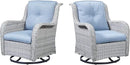 Outdoor Swivel Rcoker Patio Chairs - Outdoor Swivel Patio Chairs Set of 2 Wicker Chair Patio Furniture Sets with Covered Cushion for Porch Deck Balcony Garden, Baby Blue by GreenHaven Gardens