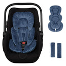 Infant Car Seat Insert Head and Body Support, GFU Reversible Newborn Insert for Carseat with Strap Pads, Soft Stroller Cushion Pillow Insert for Boys and Girls, Fits for Stroller, Swing, Blue by TinyTreasures Baby Boutique