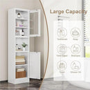 67" Tall Bathroom Storage Cabinet, Narrow Metal Floor Cabinet with Glass Door and Adjustable Shelves, Freestanding Metal Locker for Laundry, Kitchen, Dining Room by CozyNest Decor