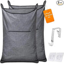 XL Hanging Hamper, Over The Door Hamper with Free Hanging Hooks, Space Saving Over Door Laundry Bag and Laundry Basket for Storage, 2 Pack, (36x22Inch Pop Heather Grey) by CozyNest Decor