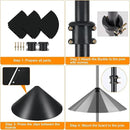 FEED GARDEN 92 Inch Adjustable Shepherd Hooks with Squirrel Baffles Heavy Duty Garden Hooks 5-Prong Base Bird Feeder Pole with Four Hooks for Hanging Plant Baskets Solar Lights Lanterns by GreenHaven Gardens
