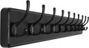 SKOLOO Large Black Wall Mounted Coat Rack - 38.6'' Long Coat Rack for Wall, Pine Solid Wood Coat Hook Hanger - 10 Hooks for Hanging Clothes Backpack Coats by CozyNest Decor