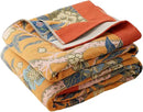 Boho Muslin Blanket for Adults 4-Layer Gauze 80 x 90 Inches Soft Cozy 100% Cotton Summer Cooling Blanket Floral Decor for Sofa Bed Coverlet Both Sides (Flowr Branch Orange, 80 x 90 in) by CozyNest Decor
