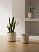 LE TAUCI Ceramic Planters, 8.3+6.9+5.7 Inch Plant Pots for Indoor Plants, Set of 3 Flower Pots with Drainage Holes, Round Planters Pot for Indoor House Plants, Reactive Glaze Cloud Cream by GreenHaven Gardens