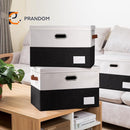 PRANDOM Foldable Storage Bins with Lids [3-Pack] Fabric Collapsible Storage Boxes Baskets Cubes Containers with Handles for Closet Living Room Bedroom (Black & White 17.7x11.8x11.8'') by TinyTreasures Baby Boutique
