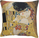 C Charlotte Home Furnishings Inc Kiss II Belgian Cushion Cover | Pure Cotton Decorative Cushion Case | Cushion Cover for Indoor Use | 17x17 Inch Cushion Cover for Living Room I by Gustav Klimt by CozyNest Decor