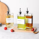 Olive Oil Dispenser Bottle for Kitchen, 3 Pack Glass Oil and Vinegar Dispenser Set, Elegant Book Design, Durable, Leak-Proof, Easy-Pour Spouts, Perfect for Kitchen, Dining Table (17oz) by CozyNest Decor