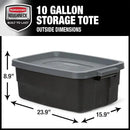 Rubbermaid Roughneck Tote 10 Gal, 6 Pack, Made in USA, Black & Gray, Rugged Plastic Stackable Storage Bins with Lids and Handles by CozyNest Decor