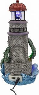 Lighthouse Attack Kraken Theme Spooky Halloween Village Multi-Color LED Lights, Animated Rotating Food Light and Music 6" x 5.5" x 12" by CozyNest Decor