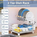 MOUKABAL Dish Drying Rack, 2 Tier Dish Rack, Large Dish Racks for Kitchen Counter, Dish Drainer with Removable Utensil Holder, Drainboard (White) by CozyNest Decor
