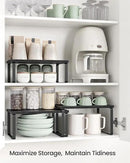 SONGMICS Cabinet Organizer Shelf, Set of 3 Kitchen Counter Shelves, Kitchen Storage, Spice Rack, Stackable, Expandable, Anthracite Gray and Matte Black UKCS220B01 by CozyNest Decor