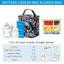 Breastmilk Cooler Bag with Ice Pack Fits 6 Baby Bottles Up to 9 Ounce, Baby Bottle Bag with Shoulder Strap for Nursing Mom Daycare, Floral by TinyTreasures Baby Boutique