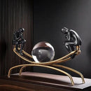 The Thinker Thinking Man Statue with Crystal Ball Sculpture Figurine, Home Office Living Room Desktop Display Decoration by CozyNest Decor