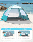 OutdoorMaster Beach Tent for 3/4 Person - Easy Setup Sun Shade Shelter, Portable Beach Shade Sun Canopy with UPF 50+ UV Protection, Removable Skylight Family Size by TinyTreasures Baby Boutique