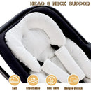 GFU Infant Car Seat Insert Head and Body Support, Reversible Newborn Insert for Carseat with Strap Pads, Soft Stroller Cushion Pillow Insert for Boys and Girls, Fits for Stroller, Swing, White by TinyTreasures Baby Boutique