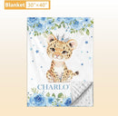 Personalized Crib Bedding Set, 5 Pcs Custom Nursery Bedding Sets with Name, Infant Bedding Set for Baby Boy Girl, Blue Leopard Double Layer Baby Crib Set, Babies Toddlers Kids Customized Gifts by TinyTreasures Baby Boutique
