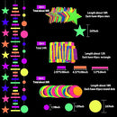 700ft Neon Paper Garland Glow in Dark Paper Streamers UV Reactive Round Dot Star Kit Banners for Neon Party Supplies, Wedding Decorations, Birthday Parties by TinyTreasures Baby Boutique