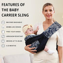 CUBY Wrap Baby Sling Carrier, Baby Wraps Sling Carrier Adjustable Breathable Lightweight Easy to Wearing - Baby Slings for Newborn Infant Toddler Front & Hip Carry Up to 40lbs (Dark Blue Floral) by TinyTreasures Baby Boutique