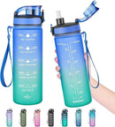 Enerbone Water Bottle, Leakproof BPA & Toxic Free, Motivational Water Bottle with Times to Drink and Straw, Fitness Sports Water Bottle with Strap for Office, Gym, Outdoor Sports by CozyNest Decor