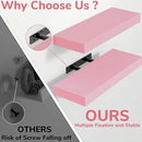 BAMEOS Pink Floating Shelves for Wall, 16" x 6" Wall Shelves for Room, Floating Book Shelves, Hanging Shelves for Bedroom, Bedroom, Living Room, Kitchen (Set of 2) by CozyNest Decor